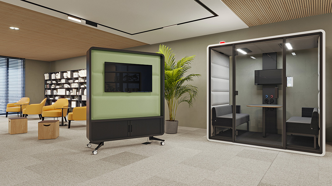 Mikomax-HushWall-verplaatsbaar-whiteboard-scherm-tv-houder